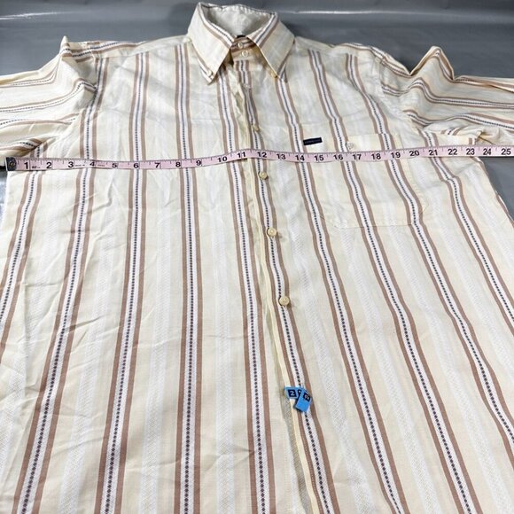 Corneliani Button Down Dress Shirt Mens Italy Cotton Striped Long Sleeve Top - Picture 8 of 16